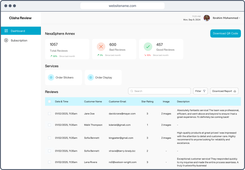 Clisha Review Dashboard